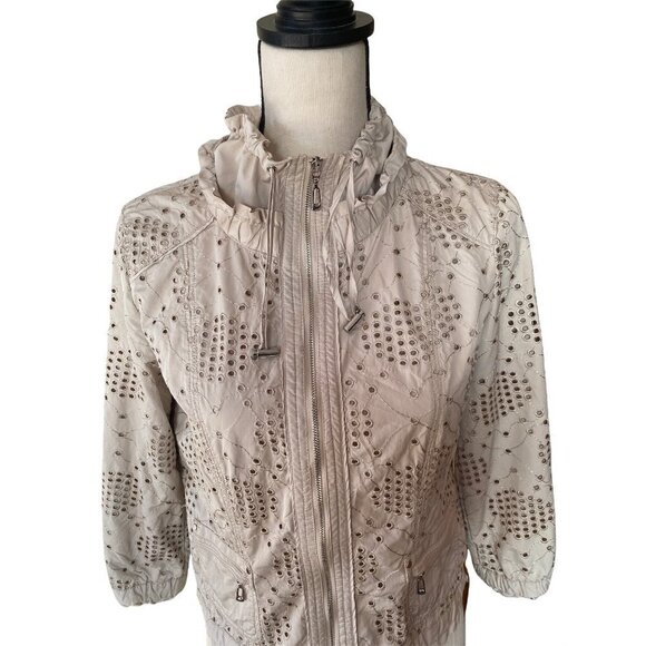 White House black-market 3/4 sleeves drawstrings eyelet women’s jacket size 6 - Picture 5 of 16